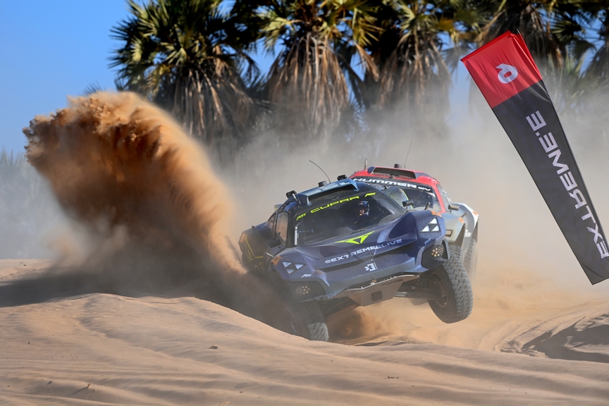 MARCH 12: Klara Andersson (SWE) / Nasser Al-Attiyah (QAT), Abt Cupra XE during the Desert X-Prix on March 12, 2023. (Photo by Sam Bagnall / LAT Images)